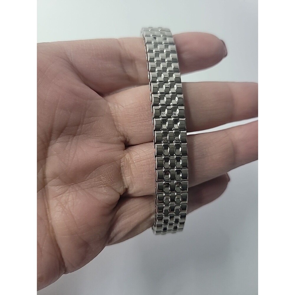 Vintage Silver Tone Analog Wristwatch Blue Dial Expansion Band Women's - Picture 11 of 13